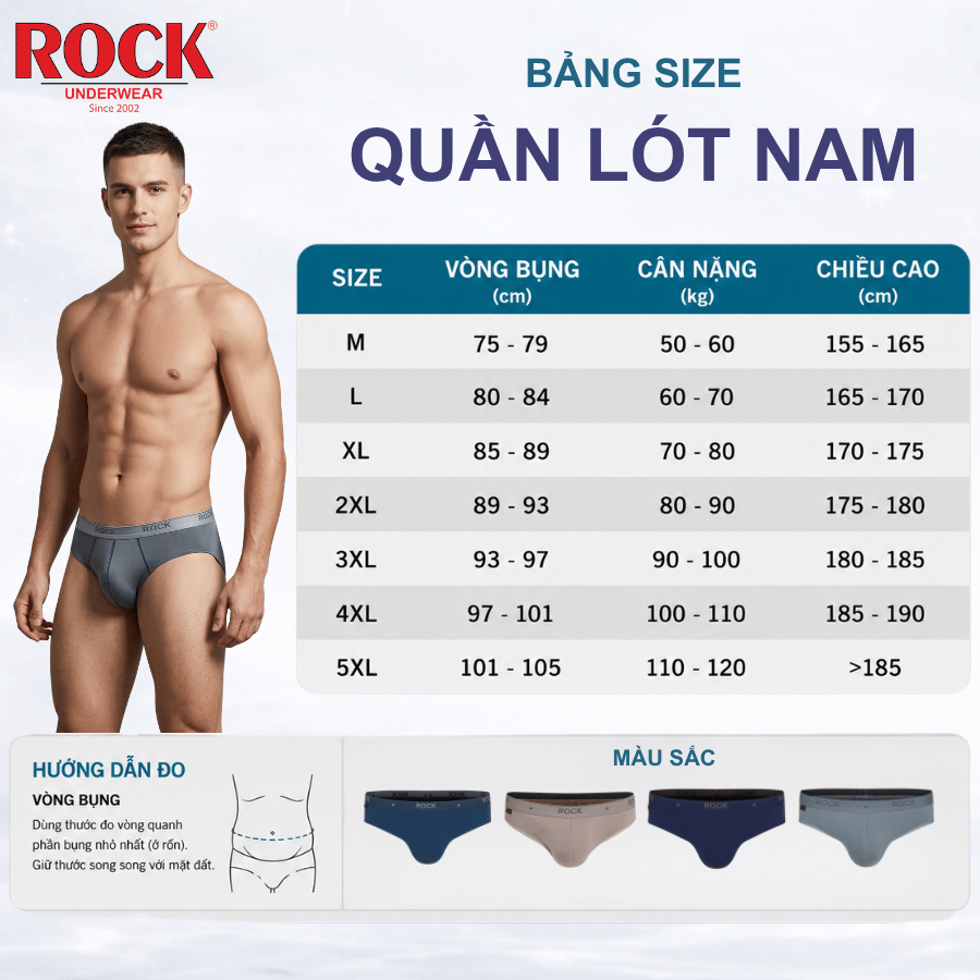 Combo 3 Quần Lót Nam ROCK QA002 Big Size Rộng Rãi Co Giãn Tốt, Quần Sịp Nam Dành Cho Người Big Size Ôm Sát Không Bí