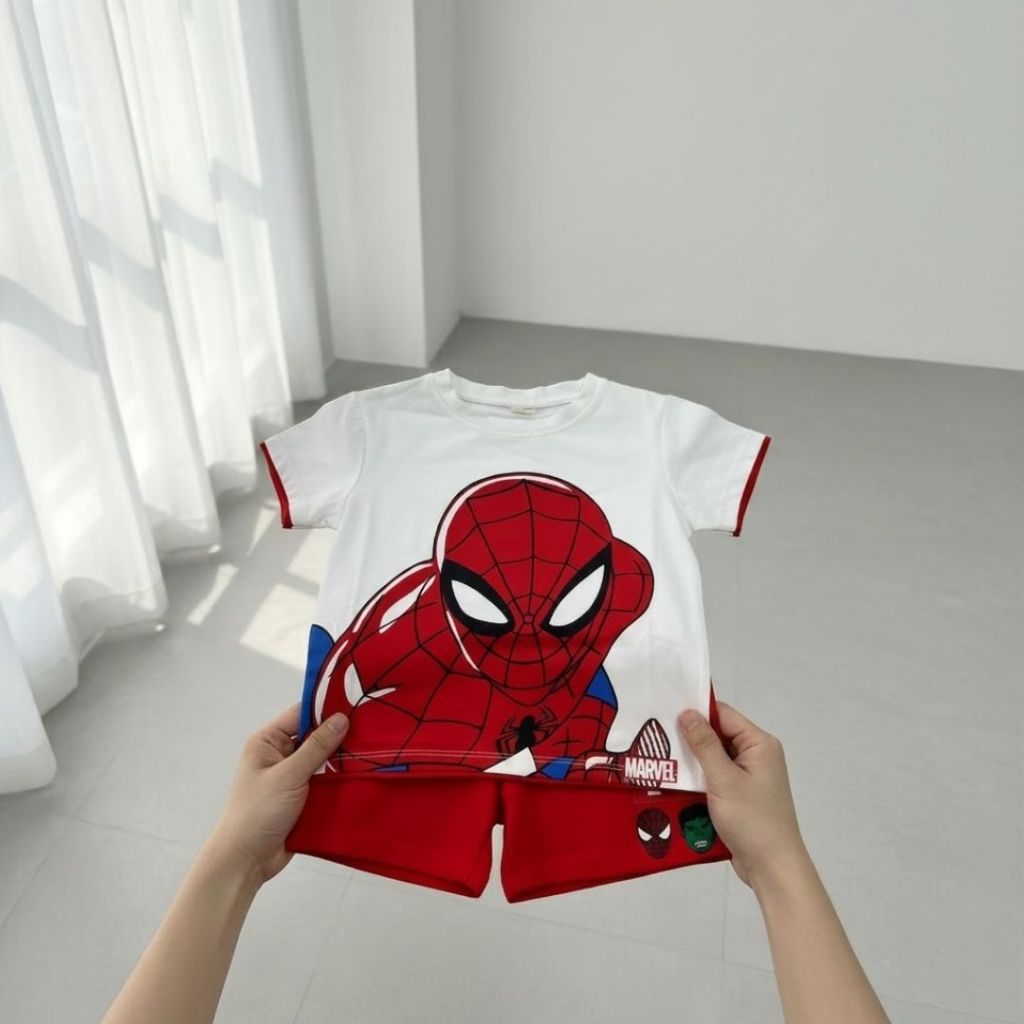 Bộ Người Nhện Spider-Man Bé Trai - Set Đồ Bộ Cotton Thun Lạnh Siêu Mát Mịn Cho Bé (8-30kg) - Kho Sỉ Gumiho