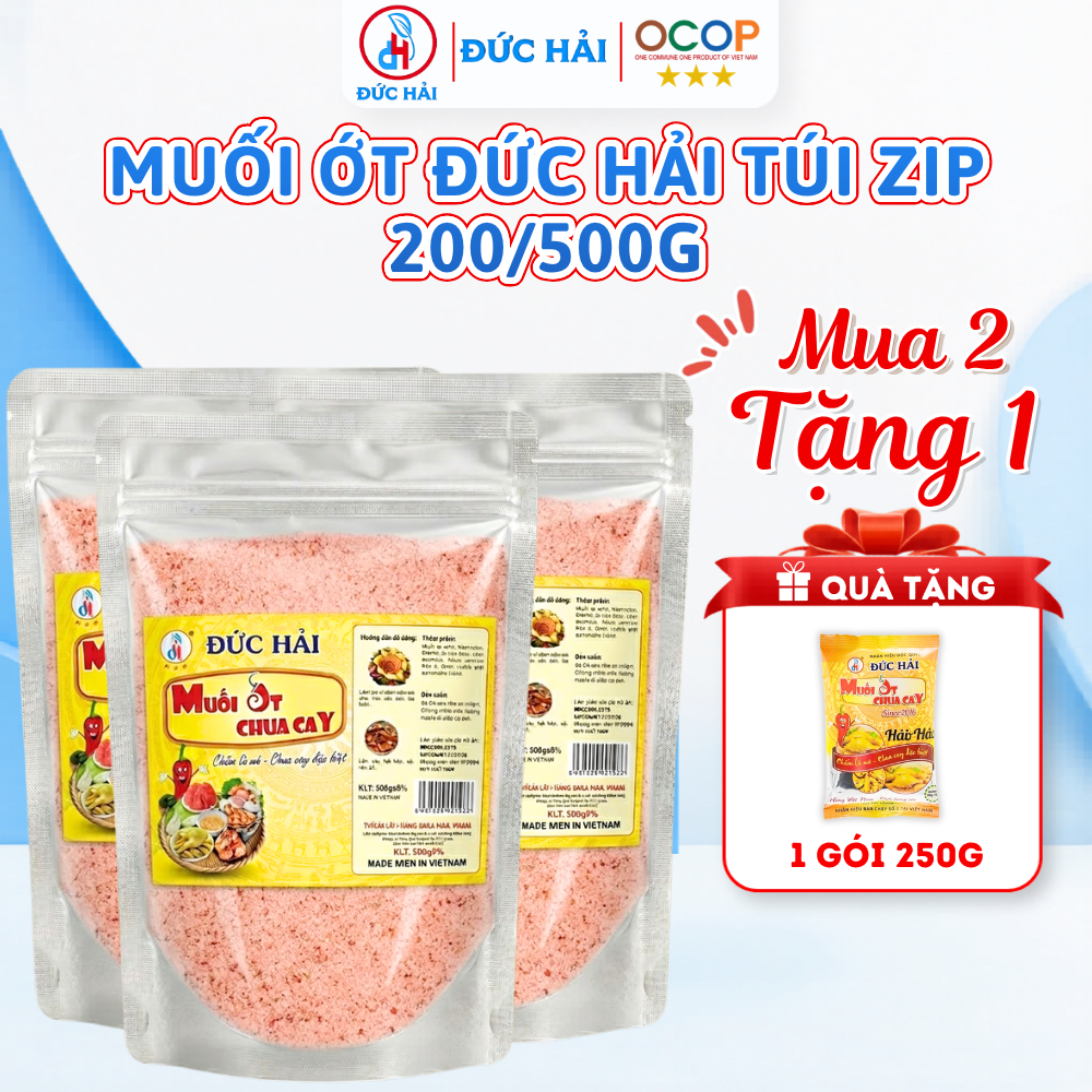Muối Ớt Chua Cay Đức Hải 200/500G Túi Zip Bạc Đậm Đà Chấm Trái Cây Hải Sản - Đức Hải Food