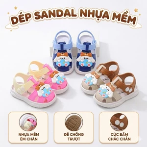 Dép sandal quai hậu cúc bấm cho bé trai bé gái 1-3 tuổi ShinHome - hình chó, khủng long