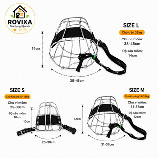 Rọ Mõm Chó Inox Size S/M/L | Rọ Mõm Thép Không Gỉ Chống Cắn, Chống Ăn Bậy