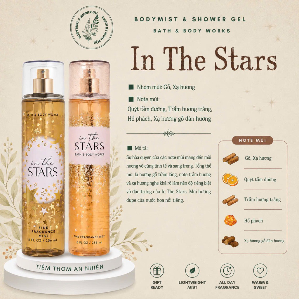 Xịt thơm toàn thân Bath And Body Works 236ML , Body mist In The