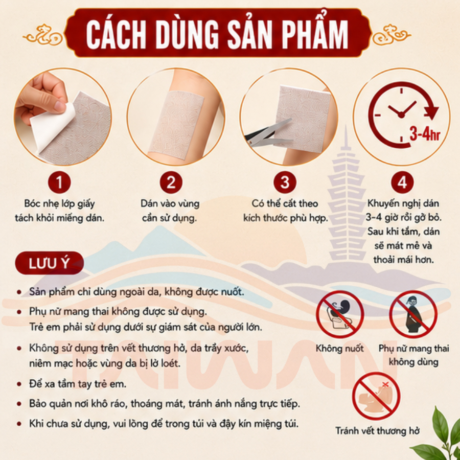 Miếng cao dán giảm nhức mỏi GMP Nhất Điều Căn Đài Loan 10 miếng/1 túi