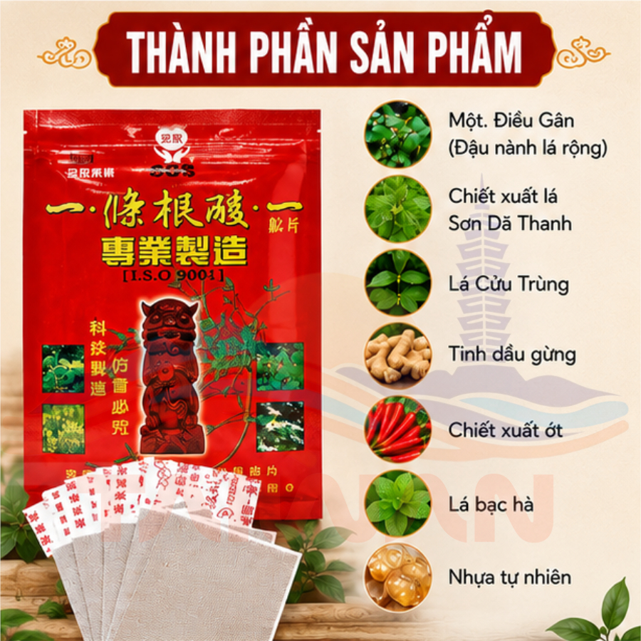 Miếng cao dán giảm nhức mỏi GMP Nhất Điều Căn Đài Loan 10 miếng/1 túi