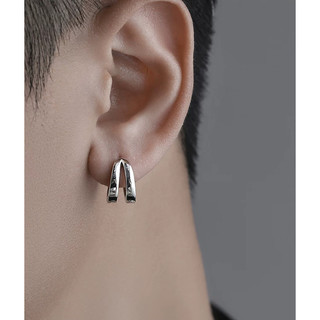 SNUOFO - Khuyên tai vòng tròn đôi phong cách tối giản dành cho nam và nữ thiết kế hình học sang trọng thời trang cao cấp