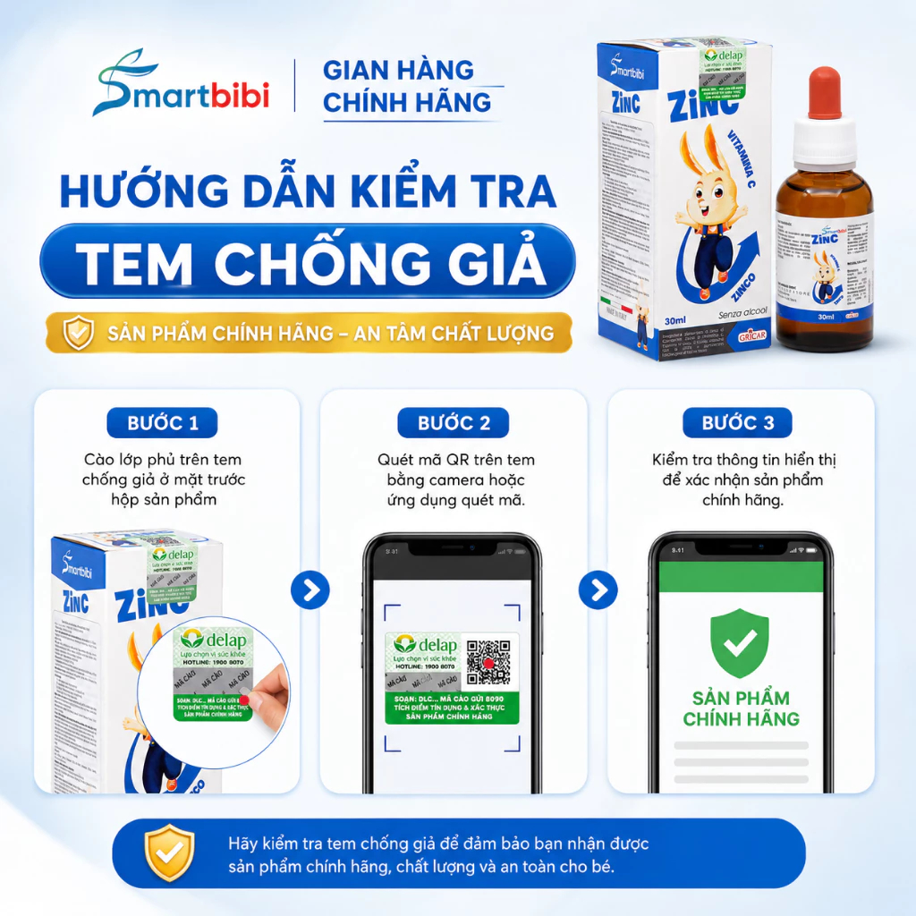 Kẽm Smartbibi ZinC Chelate Hữu Cơ Hỗ Trợ Ăn Ngon Tăng Cân Cho Bé Từ Italia 30ml - hanzomart