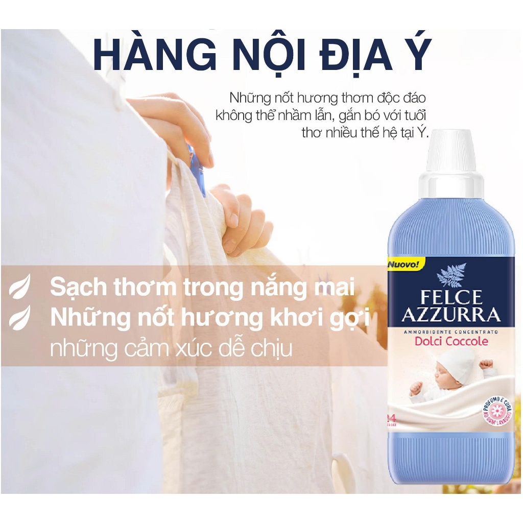 Nước xả hữu cơ đậm đặc hương nước hoa Felce Azzurra - 1025ml
