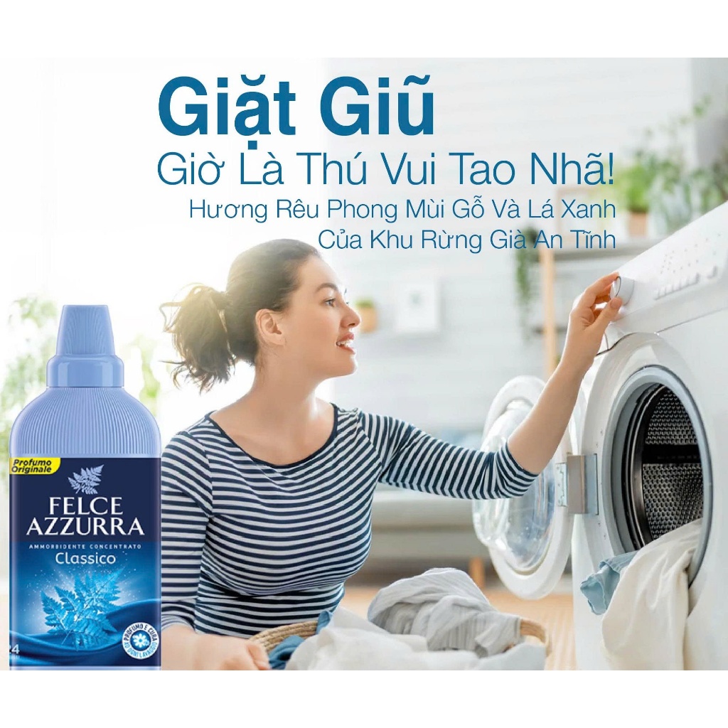 Nước xả hữu cơ đậm đặc hương nước hoa Felce Azzurra - 1025ml
