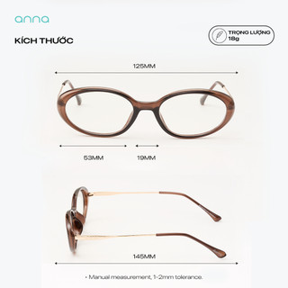 Gọng kính thời trang nam nữ ANNA chất liệu nhựa dáng oval cá tính 30320
