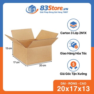 Combo 50 Hộp Carton 20x17x13cm 3 Lớp Sóng B - Thùng Carton 83Store Đóng Hàng Cứng Cáp, Mỹ Phẩm, Phụ Kiện.