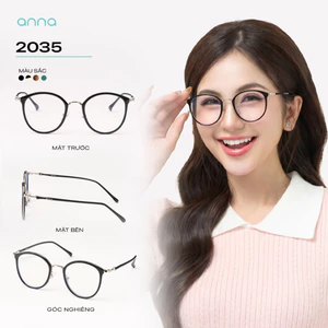 Gọng kính mắt thời trang ANNA nam nữ dáng tròn chất liệu kim loại cao cấp 2053