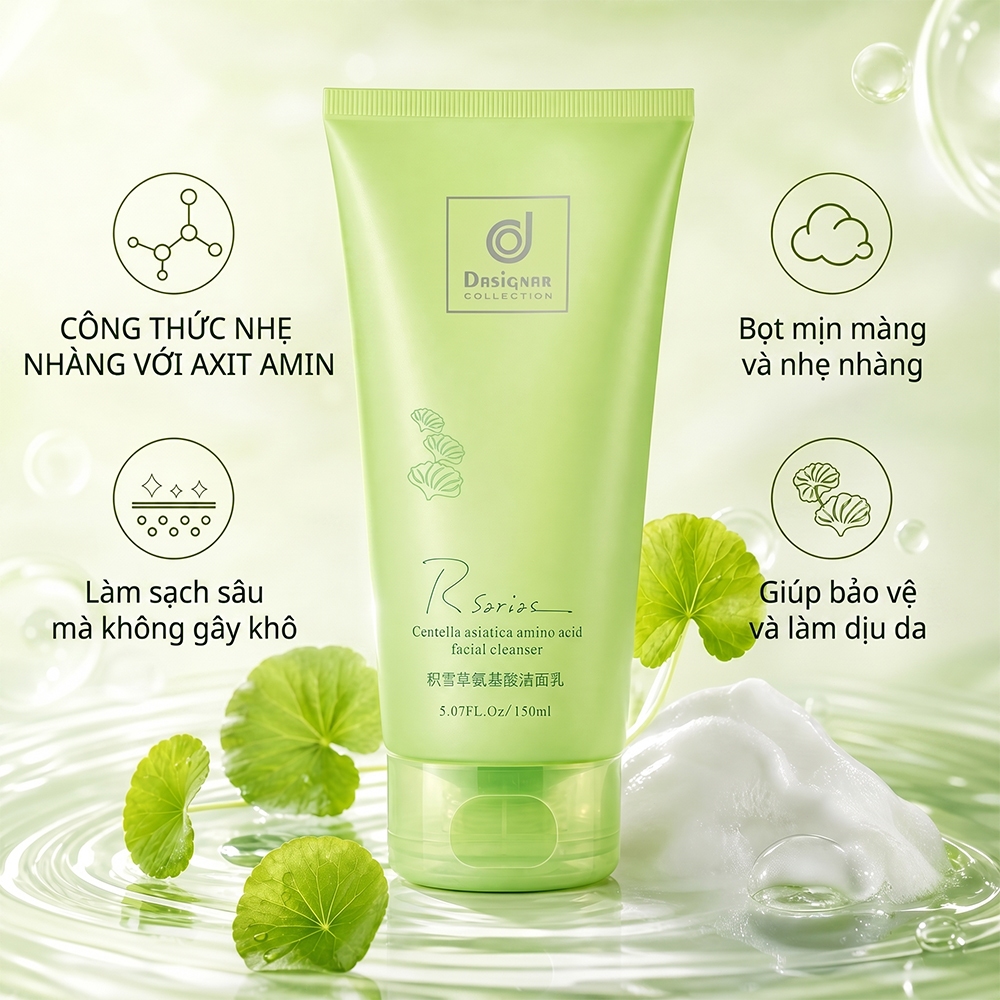 Sữa Rửa Mặt Rau Má R 系列 – Làm Sạch Sâu、Dưỡng Ẩm 和 Dịu Nhẹ Cho Mọi Loại Da、Giảm Mụn、Không Khô Căng、Làn Da Mịn Màng Tự Nhi