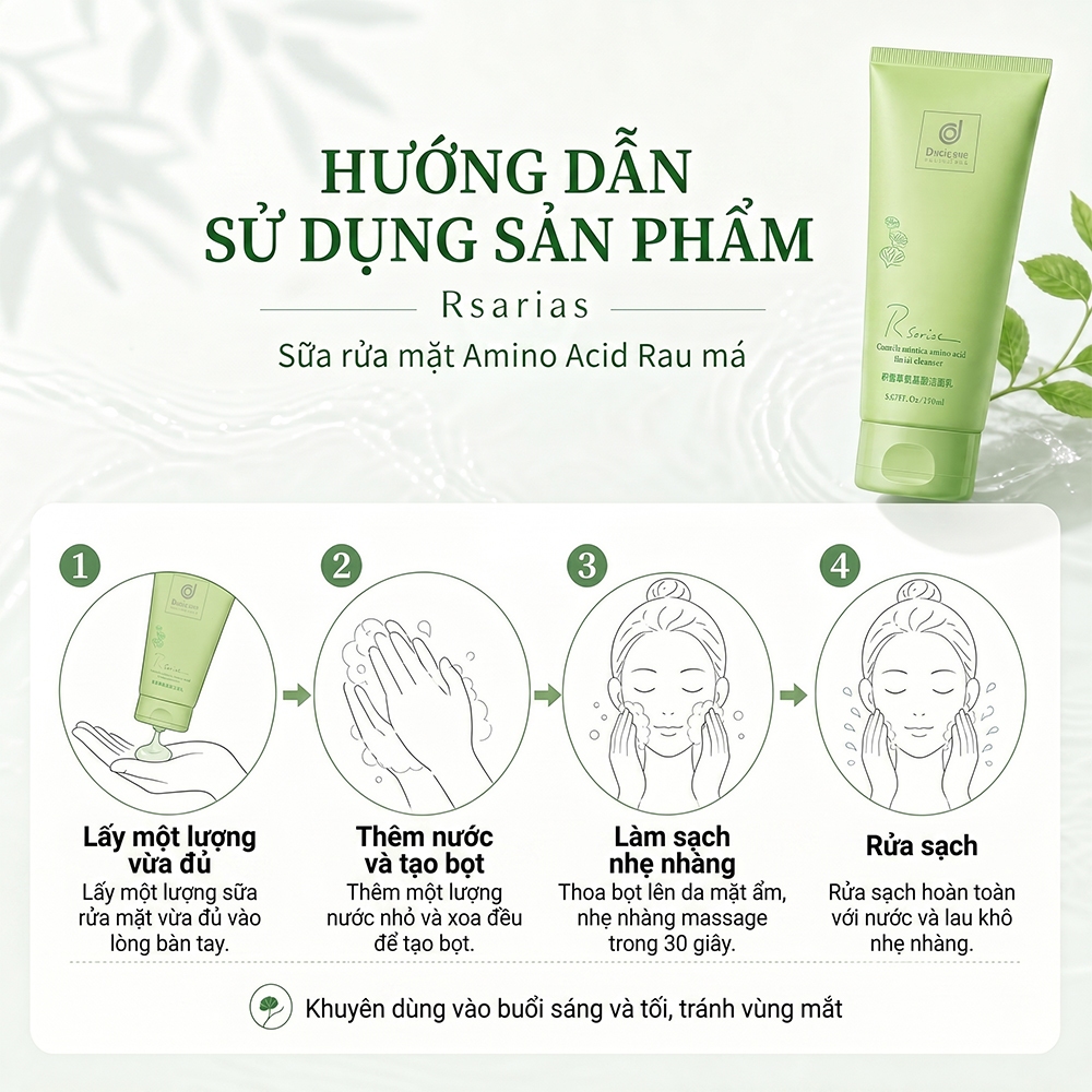 Sữa Rửa Mặt Rau Má R 系列 – Làm Sạch Sâu、Dưỡng Ẩm 和 Dịu Nhẹ Cho Mọi Loại Da、Giảm Mụn、Không Khô Căng、Làn Da Mịn Màng Tự Nhi
