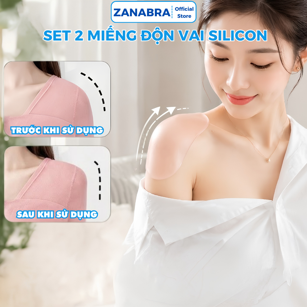 Set 2 Miếng Độn Vai Silicon Tàng Hình Tự Nhiên, Miếng Dán Độn Định Hình Vai Cho Nam Nữ ZANABRA D0126