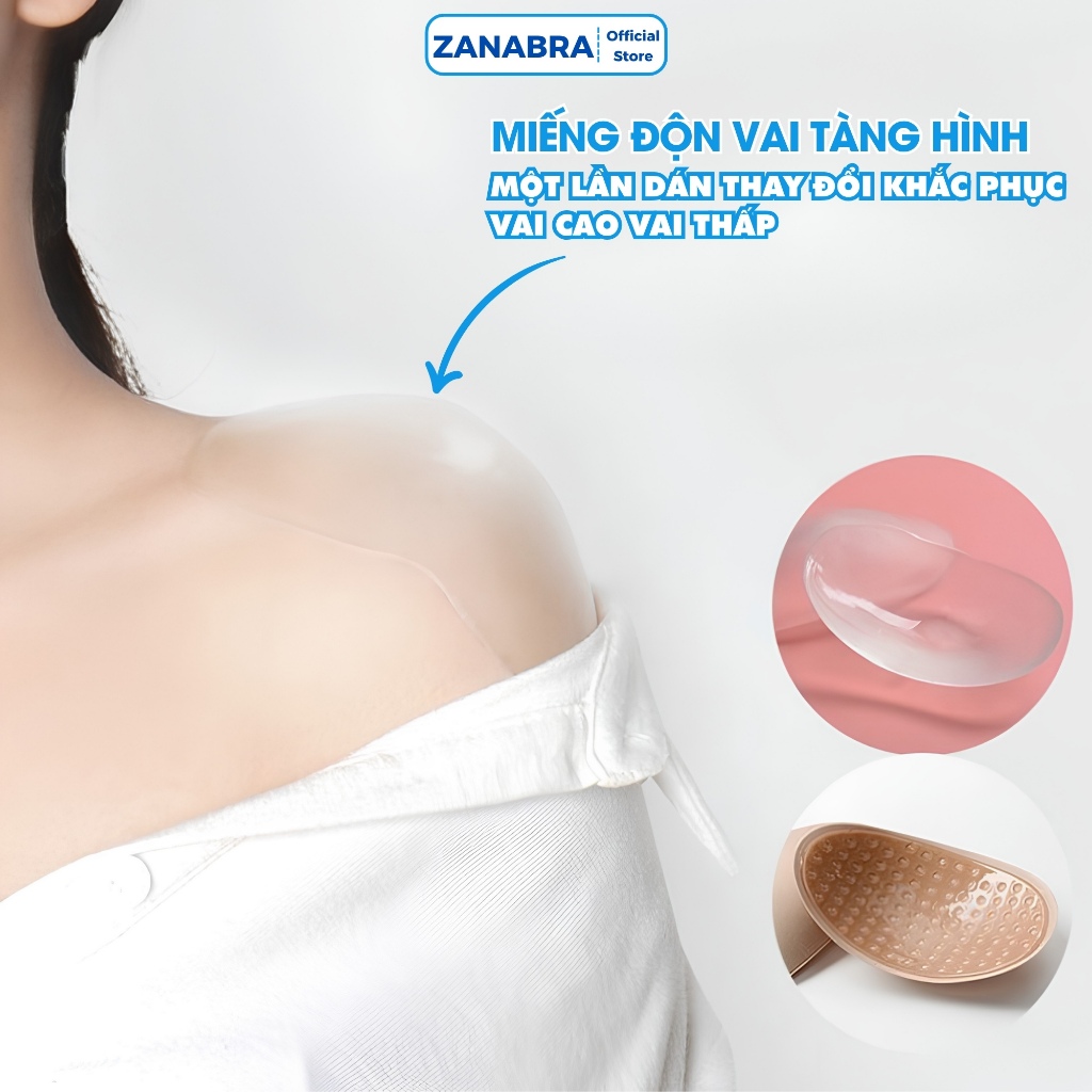Set 2 Miếng dán độn vai định hình cho nam nữ, miếng dán độn vai silicon không lộ ZANABRA D0126