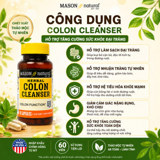 Viên uống hỗ trợ đại tràng Mason Natural Colon Herbal Cleanser 60 Viên