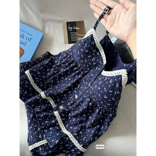 [Luni-Order]Bộ Đồ Ngủ Two-Piece Cho Nữ Cotton Bộ 2 Dây Nữ Có Lót Ngực Hoa Nhí Quần Short Mặc Nhà Mềm Mát Thoả ĐN35