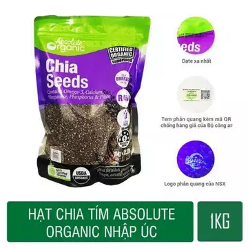 [LOẠI 1] Hạt Chia Tím Absolute Organic, Hạt Chia Đen Black Bag Hữu Cơ Sạch Đều Detox Đẹp Da Giảm Cân