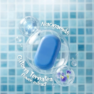 Xà phòng hoa Đậu Biếc Dok Anchian - Hỗ trợ sáng da, làm sạch sâu, mịn da & cấp ẩm 65g (Kèm lưới tạo bọt)