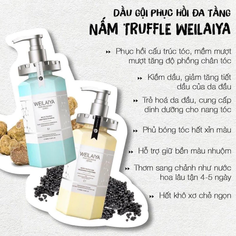 Cặp Gội Xả Cao Cấp Weilaiya Nấm Truffle Phục Hồi Tóc Hư Tổn - Ever Queen
