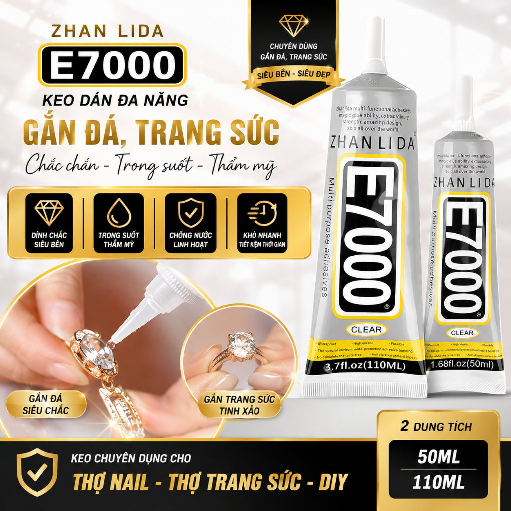 Keo dán E7000 ZHANLIDA_Keo dán được các loại vật liệu khác nhau như gỗ, vải, sắt, đá, nhựa...(Dung tích 50ml và 110ml)