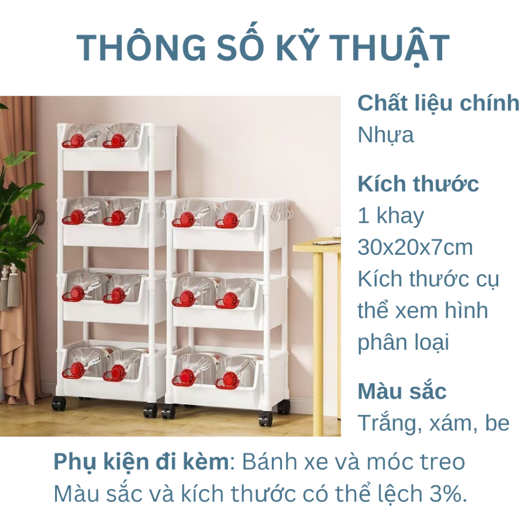 Kệ xe đẩy 2 3 4 5 tầng nhựa spa để sách vở, chai lọ, dụng cụ vệ sinh đa dụng tiện lợi Easy Stuff
