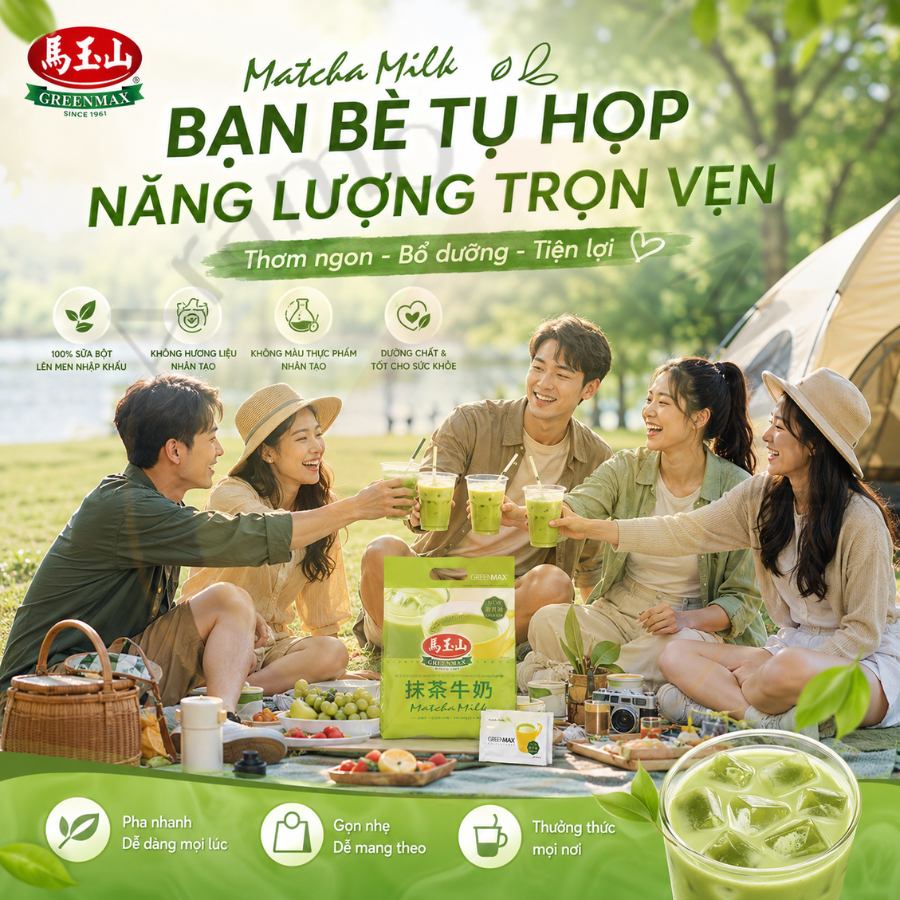 Trà sữa Matcha & Trà sữa hồng trà Greenmax Đài Loan, không hương liệu nhân tạo, 15g × 14gói
