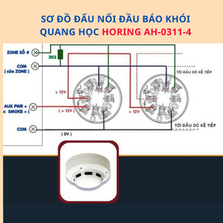{Có kiểm định } Đầu báo khói 12V Horing AH-0311-4-Dùng với hệ thống-tủ trung tâm báo cháy