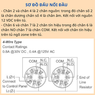 {Có kiểm định } Đầu báo khói 12V Horing AH-0311-4-Dùng với hệ thống-tủ trung tâm báo cháy
