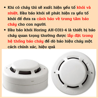 {Có kiểm định } Đầu báo khói 12V Horing AH-0311-4-Dùng với hệ thống-tủ trung tâm báo cháy