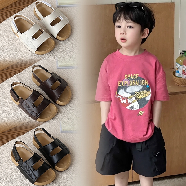 Bella Neman Giày sandal bé trai/gái da PU chữ đục, đế mềm êm chân, chống trượt mùa hè