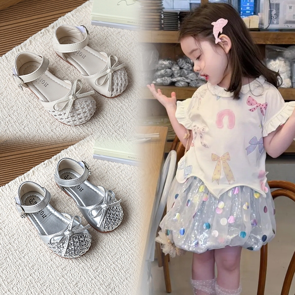 Bella Neman Giày sandal bé gái đan lỗ nơ dễ thương,đế mềm êm chân,chống trượt,dễ mang cho bé đi chơi