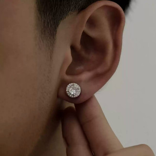 SNUOFO - Khuyên tai nam hợp kim đính đá zirconia hình tròn phong cách Hip Hop sang trọng đường phố