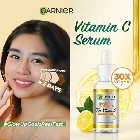Garnier Vitamin C-30ML/Sakura Glow Hyaluron Booster Serum 30ml / Bright Complete Anti Acne Booster Serum 30ml