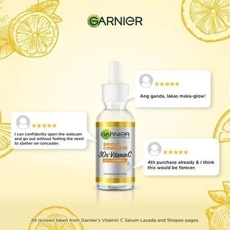 Garnier Vitamin C-30ML/Sakura Glow Hyaluron Booster Serum 30ml / Bright Complete Anti Acne Booster Serum 30ml