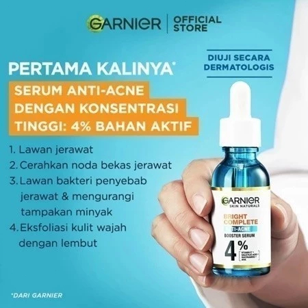 Garnier Vitamin C-30ML/Sakura Glow Hyaluron Booster Serum 30ml / Bright Complete Anti Acne Booster Serum 30ml