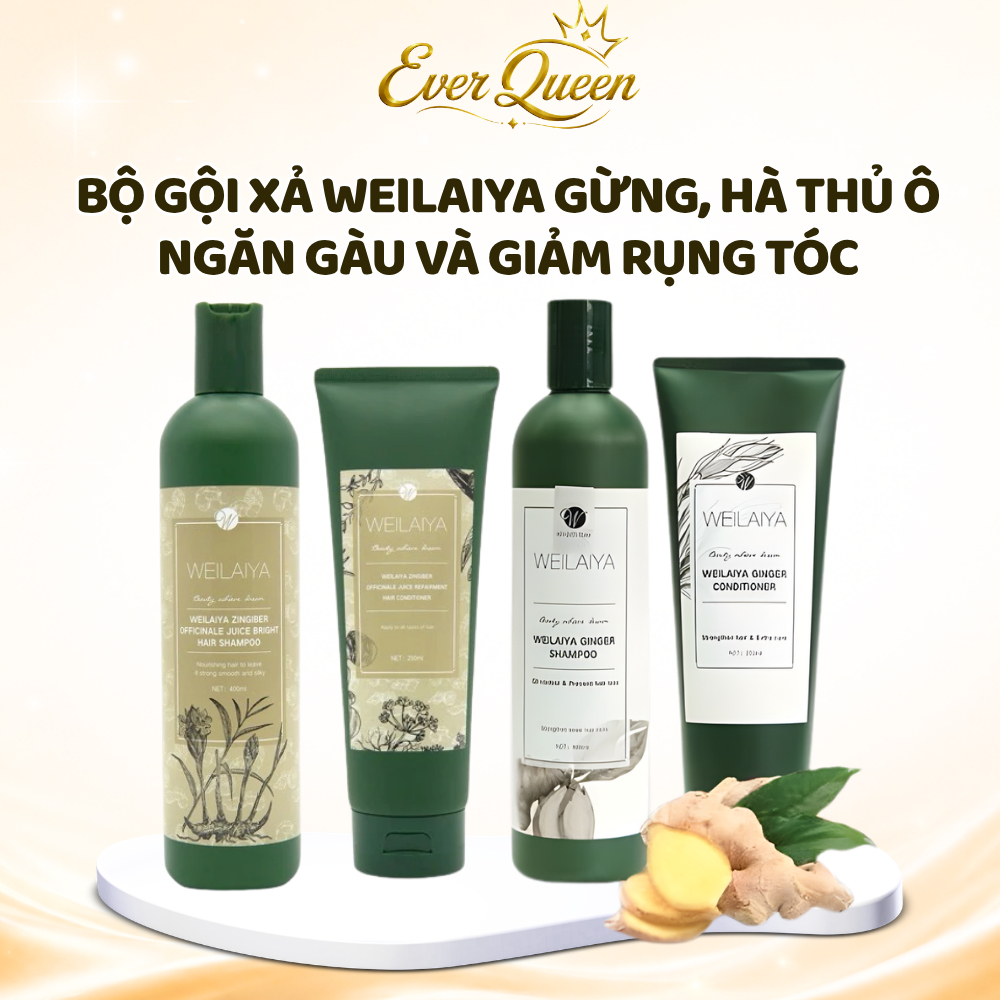 Bộ Gội Xả Gừng Hà Thủ Ô Weilaiya Giảm Rụng, Ngăn Gàu Kích Mọc Tóc - Ever Queen