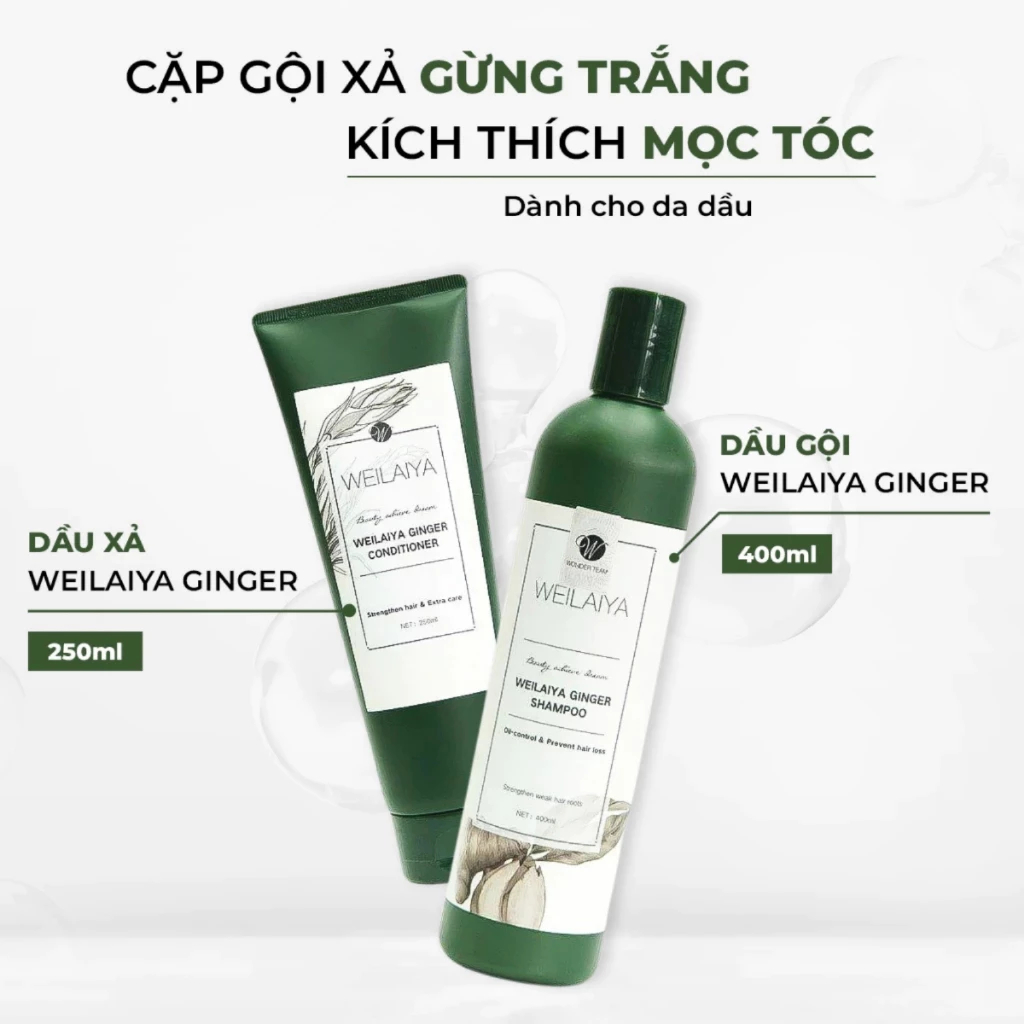 Bộ Gội Xả Gừng Hà Thủ Ô Weilaiya Giảm Rụng, Ngăn Gàu Kích Mọc Tóc - Ever Queen