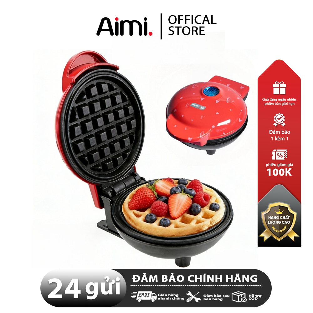 Aimi Phiên bản giới hạn Vỏ trái tim Tết máy làm bánh waffle mini máy làm bánh Máy nướng bánh
