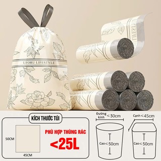 Combo 3 Cuộn Túi Rác Cao Cấp UFORU Chất liệu PE Loại Xịn Dẻo Dai Bền Bỉ Có Dây Rút Miệng Túi Tiện Lợi - UFM08