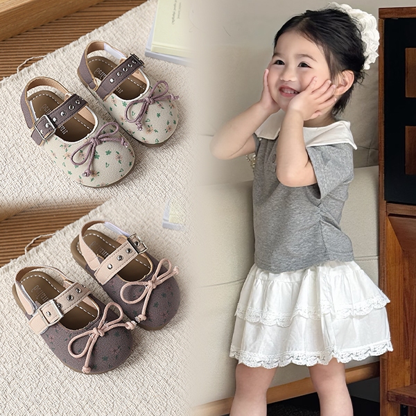 Bella Neman Giày trẻ em nữ ngọt ngào, hoa nhí nơ, đế mềm êm chân,chống trượt,đi chơi đi học đều được