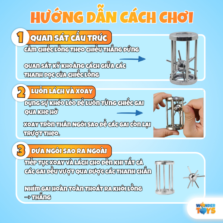 Đồ Chơi Trí Tuệ Thử Thách Trí Não Puzzle Giải Đố Mở Khóa Không Gian Lồng Sắt IQ Toys