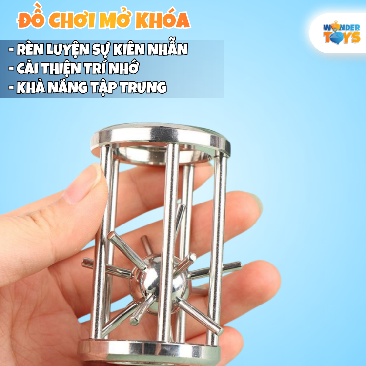 Đồ Chơi Trí Tuệ Thử Thách Trí Não Puzzle Giải Đố Mở Khóa Không Gian Lồng Sắt IQ Toys