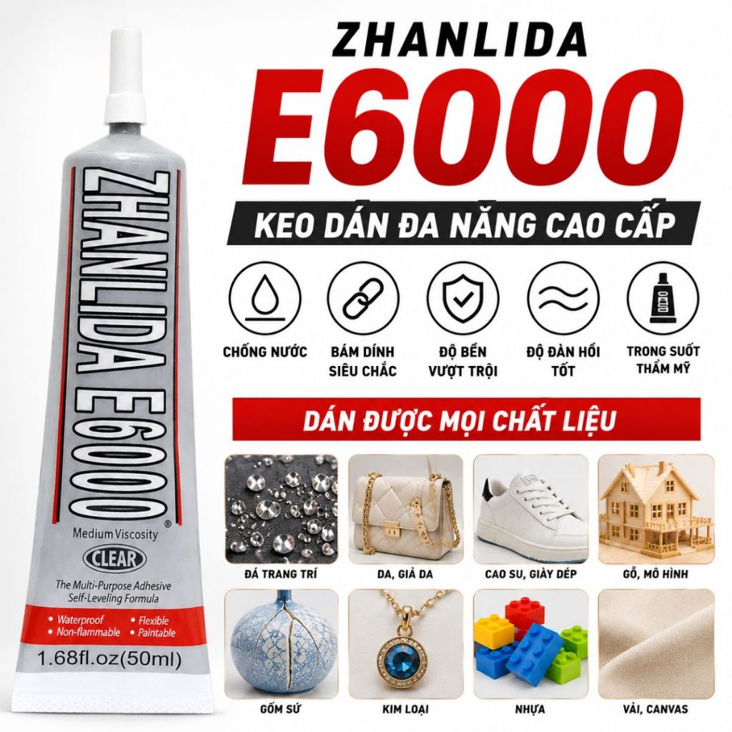 Keo E6000 Giảm Mài Mòn Hiệu Quả dán trang sức đính đá