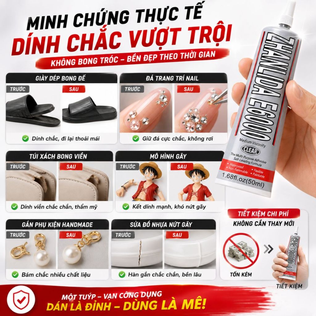 Keo E6000 Giảm Mài Mòn Hiệu Quả dán trang sức đính đá