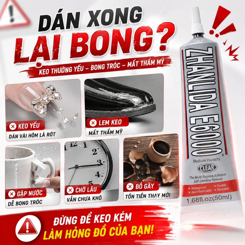 Keo E6000 Giảm Mài Mòn Hiệu Quả dán trang sức đính đá