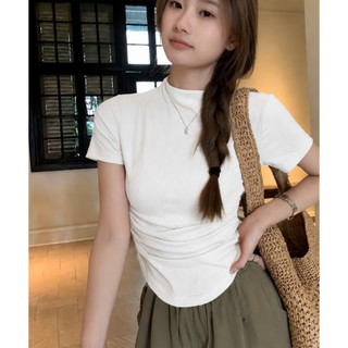 Áo thun ôm bigsize nữ tay ngắn cổ lọ sành điệu áo vạt bầu phom ôm body chất thun gân mềm mịn co giãn tốt G202