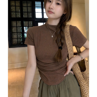 Áo thun ôm bigsize nữ tay ngắn cổ lọ sành điệu áo vạt bầu phom ôm body chất thun gân mềm mịn co giãn tốt G202