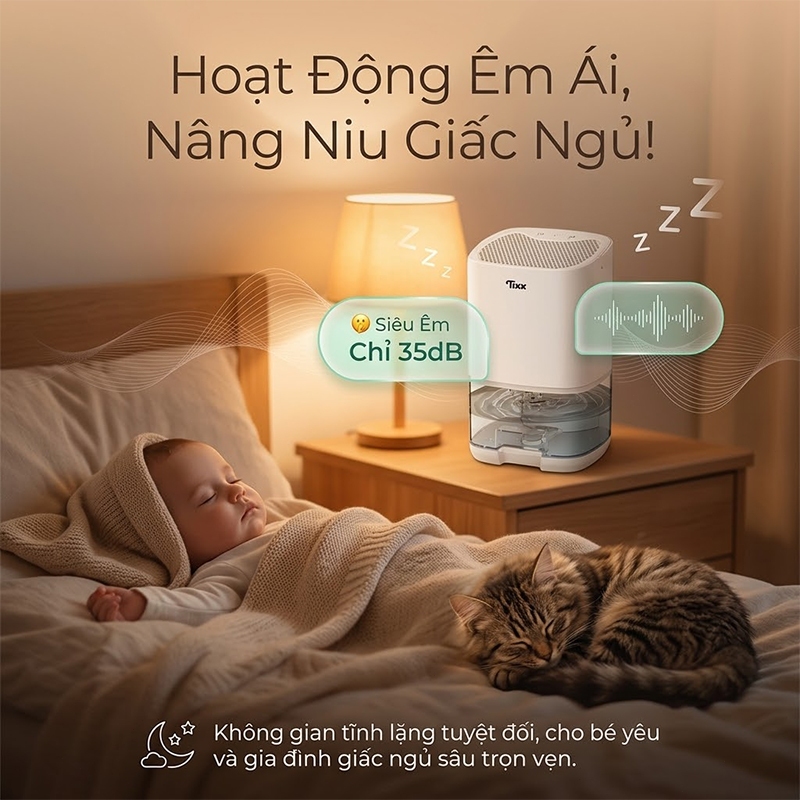 Tixx Máy hút ẩm 350ml/ngày thiết bị gia đình văn phòng tiết kiệm điện