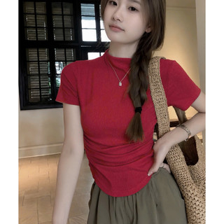 Áo thun ôm bigsize nữ tay ngắn cổ lọ sành điệu áo vạt bầu phom ôm body chất thun gân mềm mịn co giãn tốt G202